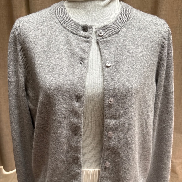 White + Warren Luxe Cashmere Cardigan-Fog Grey-NWT - Picture 5 of 5